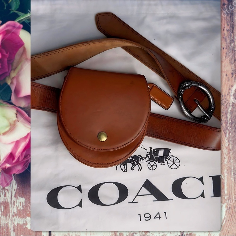 VINTAGE COACH BRITISH TAN HORSESHOE BELT BAG 4857 - Picture 3 of 17
